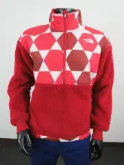 The North Face Platte (Denali) 1/4 Zip Sherpa PO Fleece Pullover - Geo Print Red