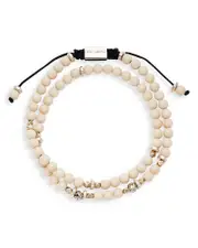 Jan Leslie White Bone & Sterling Silver Beaded Wrap Bracelet