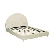 Bed Frame Double Size Velvet Cream ELLA