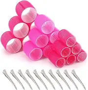28 Pcs Self Grip Hair Rollers with Clips, Heatless Jumbo Large and Medium Hair Curlers Velcro Rollers for Hair