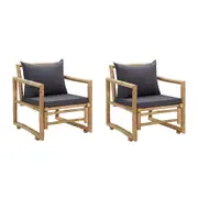 Garden Chairs with Cushions 2 pcs Bamboo vidaXL