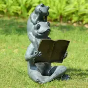 Eager Readers The Whimsical Frog With Baby Frog Sitting On Head Garden Sculpture