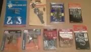 Mixed Hardware lot 9 unopened packages, Showcase lock, Slide bolt, hooks& more