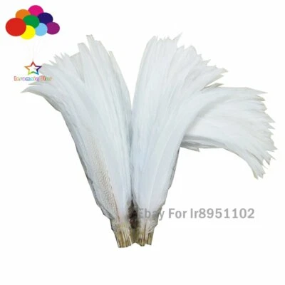 50Pcs Natural silver Pheasant feather 40-80 CM white Tail Black Pattern plumeage