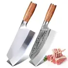 Cleaver Kitchen Knives Wooden Handle Stainless Steel Utility Knife Slicing Fish