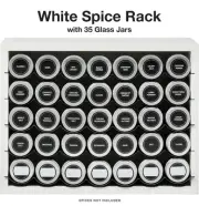 Hanging Spice Rack - Includes 35 Glass Spice Jars and Accessories () White