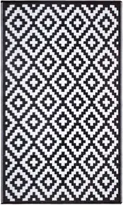 Aztec Black & White Foldable Outdoor Rug