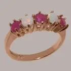18k Rose Gold Natural Ruby & Opal Womens Eternity Ring - Sizes 4 to 12