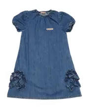 Marni Kids Ruffle Detailed Short-Sleeved Denim Dress 14Y,12Y Blue