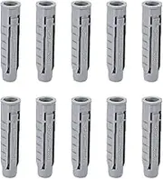 Wall Plugs， 50pcs 10mm x 50mm Plastic Expansion Pipe Column Concrete Anchor Wall Gray for Home Garden DIY Application