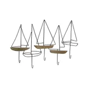 Willow & Silk Metal/MDF 70cm Sailboats 5-Hook Coat/Hat/Scarf Rack/Organiser