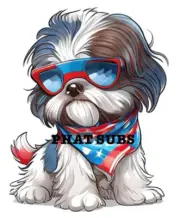 Sublimation Print Patriotic Shih Tzu Ready to Press Heat Transfer