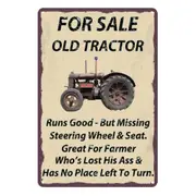 3x Old Tractor For Sale Missing Steering Wheel Seat Tin Metal Sign Rustic Look