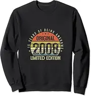 [X.Style] Original 2008 Retro 15th Birthday Decor 15 Year Old Birthday Sweatshirt ds1294 Sweater (S) Black