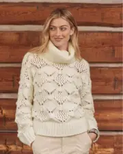 NWT Sundance Ice Kissed Cable Knit Sweater Sz M Turtleneck Ivory Chunky Boho