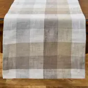 Bentley Tan Gray White Plaid Cotton Country Cottage Table Runner