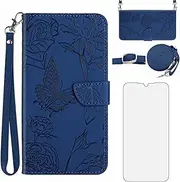 Asuwish Mobile Phone Case for Samsung Galaxy S24 Plus S24+ 5G, Case with Strap, Film, Protective Film, Card Slot, Foldable, Leather Wallet, Stand, S24plus 24S, S 24 + Cases, Mandala Protective Phone