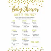 Baby Shower Games Activity Whats What's In Your Purse x24 Bag Party Cards