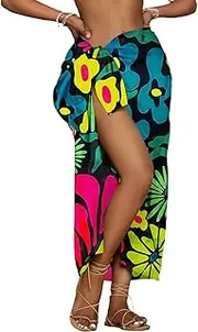 [Bsubseach] Hawaiian Sarong Wraps for Women Swimsuit Coverup Long Bikini Skirt Cover Ups Swimwear Pareo Beach Cover Up