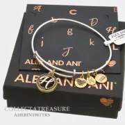 Authentic Alex and Ani Two Tone H Expandable Rafaelian Silver Charm Bangle