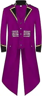 [LOGANZ] Long Tailcoat Men | Halloween Steampunk Gothic Vampire Costume Men | Vintage Victorian Uniform Middle Length Punk Coat for Masquerade Gothic Vampire Costume