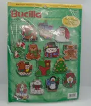 Vtg. Bucilla#84110 Snowman Sequins Cross Stitch Crafting Ornament Kit
