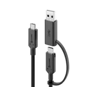 Alogic ELCCA3212-BK Elements Series USB-C to USB-C Cable with USB-A Adapter 1.2m Male-Male 5A
