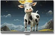LKHDS Slim Aluminum Alloy Business Card Holder Cow over The Moon Pocket Business Card Case Portable Business Card Wallet Business Card Holders Handheld Card Box for Women Men, style, One size