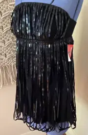 BNWT ASOS Sequin Tassel Fringe Loop Strapless Evening Bandeau Blouse TOP Size 12