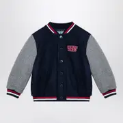 [KENZO] Navy blue/grey wool blend bomber jacket 12 Y Blue