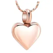 Cremation Urn Necklace for Ashes - Small Heart Shape Urn Necklace Rose Gold