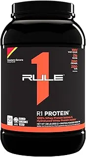 Rule1 R1 100% Whey Protein Isolate and Hydrolysate Protein Powder 1.98 lb, Strawberry Banana (29 Servings)
