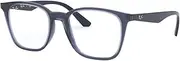 Ray-Ban RX7177F Asian Fit Square Eyeglass Frames Non Polarized Prescription Eyewear, Transparent Violet, 51 mm