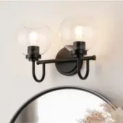 Vanity Light Fixture Bathroom Light Fixture with Globe Clear, Black by NORTTA