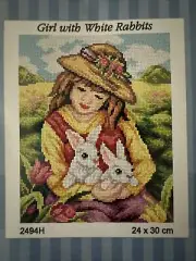 Printed needlepoint tapestry Canvas Orchidea 24x30 cm Girl And A Rabbit