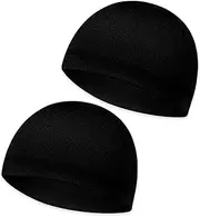 [Ynkkvre] Pack of 2 Multifunctional Lightweight Running Beanie, Cycling Beanie, Cycling Hat, Skull Cap, Cycling, Sleep Caps for Men and Women, Black, 60