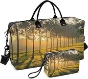 [ZRYSMY] Duffel Bag for Traveling, Landscape Forest Sunrise Travel Bag Gym Bag, with Multiple Interior Pockets Shoulder Weekender Bag for Women Men with Toiletry Bag 20.5L x 1.9W x 13.8H, Multi-Colored