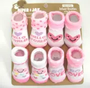 Piper & Jax Infant Girl Booties Socks 4 Pair Hello World So Loved New