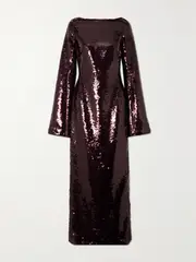 [Safiyaa] Safiyaa - Allinae Sequined Mesh Maxi Dress - Crimson - FR 38 FR 38 Red