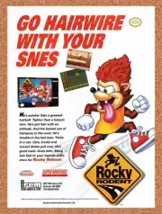 1992 Rocky Rodent SNES Original Advertisement / Retro Wall Art v2