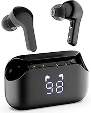 Wireless Earbuds, Bluetooth 5.3 Headphones with ENC Mic, 2023 Earpods 40H Deep Base Wireless Earphones IP5 Waterproof, LED Display USB-C Charging Case Ear Buds