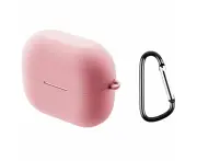 For Samsung Galaxy Buds 3 Case, Protective Silicone Cover, Carabiner Hook, Pink