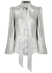 The Vampire's Wife The Silencio Wool-blend Lamé Blouse - Silver - 10 (UK10 / S) 10 (UK10 / S)