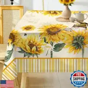 Hexagram Sunflower Tablecloth 54x54 Inch Summer and Spring Square Yellow Flor