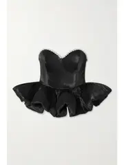 [Miss Sohee] Miss Sohee - + The Vanguard Embellished Plissé-lamé Peplum Top - Black - UK 6 UK 6 Black