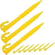 iplusmile 10pcs Tent Pegs Inflatable Tents for Camping Camper Accessories Camping Accessories Tent Stakes Twist Ground Anchors Yard Stakes for Decorations Screw Tent Stakes Yellow Plastic