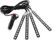 12V 4X 12SMD Car Interior RGB LED Strip Lights Foot Atmosphere Light Remote Control (Ice Blue)