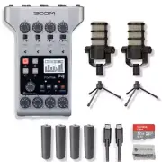 Zoom PodTrak P4 with 2x Rode Podmic and Essential Podcast Accessories