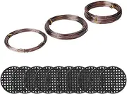 Bonsai Wires Set, Bonsai Tree Training Wires Aluminum Crafting DIY Wires Ties Size 1.0mm/1.5mm/2.0mm(Each Size 32ft/10m), with 20pcs Flower Pot Hole Mesh Pad Bonsai Bottom Grid Mat Mesh