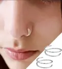 Twist Double Nose Hoop Ring For Piercing 8mm 20-G Women Spiral Earrings (Set 2)